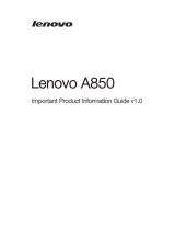 Lenovo TAB A8-50 Important Product Information Manual