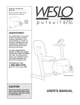 Weslo Pursuit 675srecumbent Bike User manual