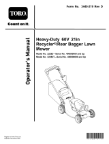 Toro Heavy-Duty 60V 21in Recycler/Rear Bagger Lawn Mower User manual