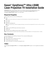 Epson Ultra LS500 Laser Projection TV Installation guide
