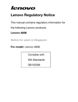 Lenovo A606 Regulatory Notice