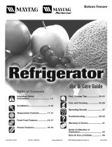 Maytag MBF2262HEW - 22 cu. Ft. Bottom Freezer Refrigerator User guide