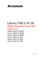 Lenovo TAB 2 A7-30F Safety, Warranty & Quick Start Manual