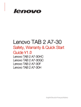 Lenovo TAB 2 A7-30GC Safety, Warranty & Quick Start Manual