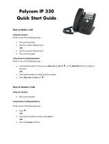 Polycom SoundPoint IP 330 Quick start guide