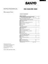 Sanyo EM-X400 User manual