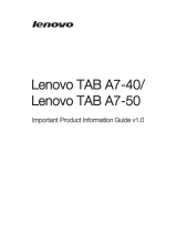 Lenovo Tab A7-40 Important Product Information Manual