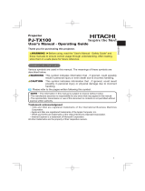 Hitachi PJ TX100 - LCD Projector - HD 720p Owner's manual