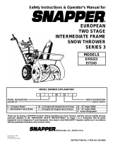 Snapper EUROPEAN TWO STAGE INTERMEDIATE FRAME SNOWTHROWER SERIES 3 User manual