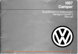Volkswagen 1987 Vanagon Westfalia Camper Supplement Owner's Manual