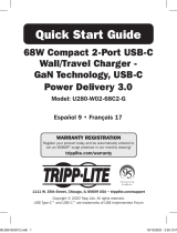 Tripp Lite 68W Compact 2-Port USB-C Wall/Travel Charger - GaN Technology, USB-C Power Delivery 3.0 Owner's manual