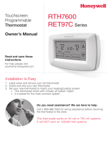 Honeywell RET97C Series Touchscreen Programmable Thermostat [RTH7600] User manual