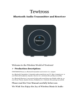 Tewtross Bluetooth Audio Transmitter Receiver Digital Optical SPDIF User manual