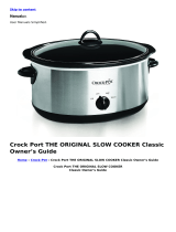 Crock-Pot Crock Port THE ORIGINAL SLOW COOKER Classic Owner's manual