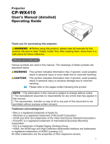 Hitachi CP-WX410 Operating instructions