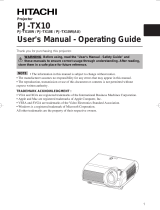 Hitachi PJTX10W User manual
