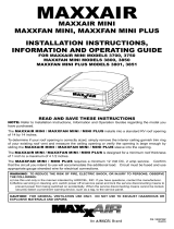 Airxcel MAXXAIR MINI 3700 Installation Instructions, Information And Operating Manual