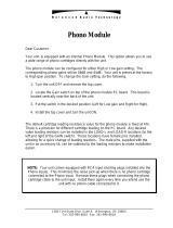 Balanced Audio Technology Phono Module Operating instructions