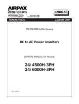 Airpax Dimensions 24/4500H-3PH Owner's manual