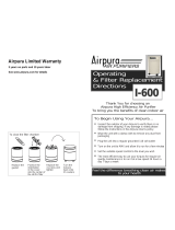 Airpura I-600 Operating & Filter Replacement Directions