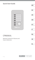 Klark Teknik CP8000UL Remote Control for Volume and Source Selection User guide
