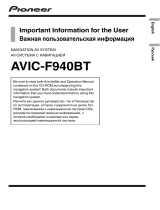 Pioneer AVIC-F940BT User manual