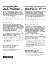 HP Pavilion w1100 - Desktop PC Important information