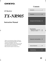 ONKYO TX-NR905S - TX NR905 AV Network Receiver User manual