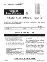 Fahrenheat FSSHO4004 Installation, Operation & Maintenance Instructions Manual