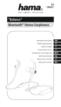 Hama 184021 Balance Bluetooth Stereo Earphones Owner's manual