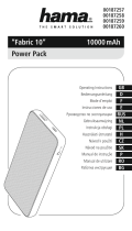 Hama 00187257 Fabric 10 10000mAh Power Pack Owner's manual