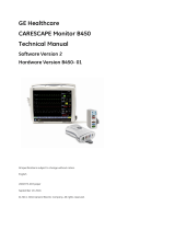 GE HEALTHCARE CARESCAPE Monitor B450 Technical Manual