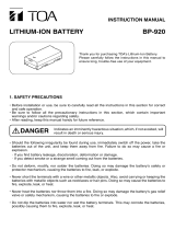 TOA BP-920A Rechargeable Lithium-Ion Battery User manual