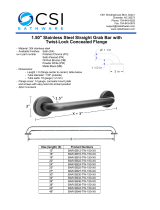 CSI Bathware BAR-SB12-TW-150-PW Dimensions Guide