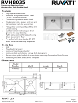 Ruvati 33 x 22 inch Workstation Drop-in 60/40 Double Bowl Topmount Tight Radius 16 Gauge Stainless Steel Ledge Kitchen Sink - RVH8035 User manual