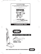 Vax Rapide V-025 Instructions For Use Manual