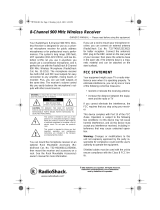 Radio Shack 8-Channel 900 MHz Wireless Receiver Owner's manual