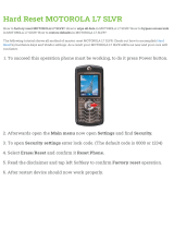 Motorola L7 SLVR Hard reset manual