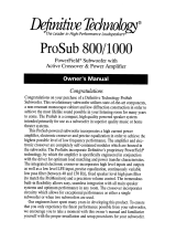 Definitive Technology ProSub 800 Owner's manual