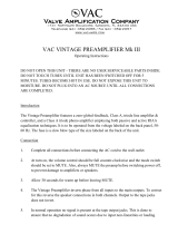 VAC Vintage Preamplifier Owner's manual