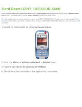 Sony Ericsson K500 Hard reset manual