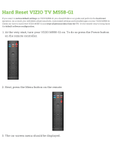 Vizio M558-G1 Hard reset manual