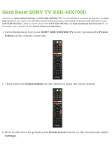 Sony XBR-49X700D Hard reset manual