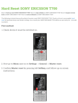 Sony Ericsson T700 Hard reset manual