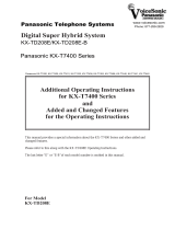 Panasonic DIgital Super hy KX-T7425 User Manual Addendum