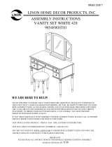 LINON HOME DECOR PRODUCTS, INC. VANITY SET WHITE 429 Assembly Instructions Manual