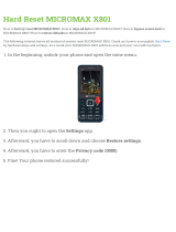 Micromax X801 Hard reset manual