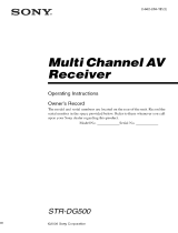 Sony STR-DG500 - Multi Channel Av Receiver Owner's manual