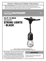luminar63483 24 FT 12 Bulb Outdoor String Lights Black