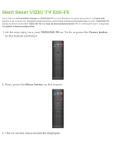 Vizio E65-F0 Hard reset manual